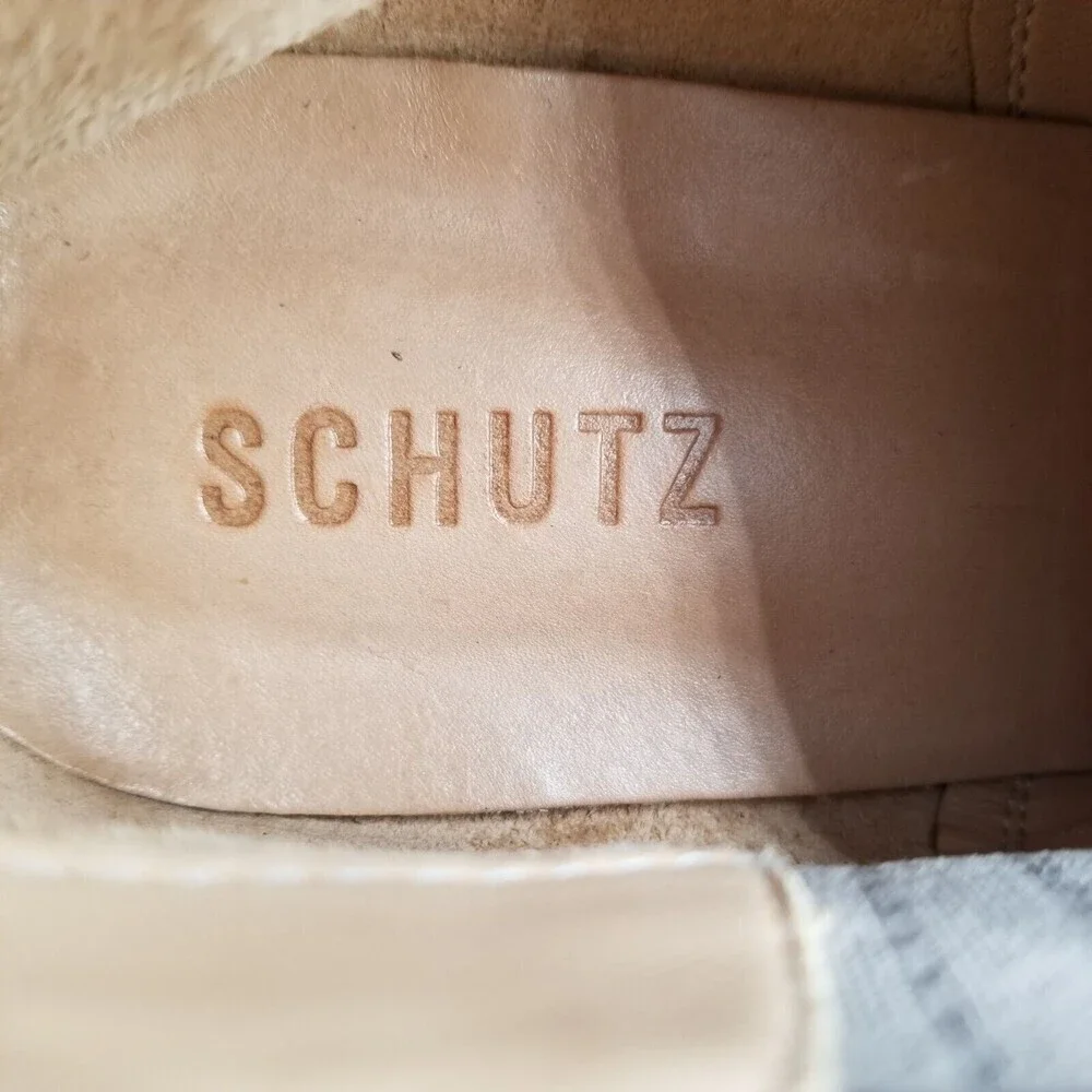 Schutz‎ Womens Jacqueline Taupe Leather Almond Toe Ankle Booties Size 9.5 B